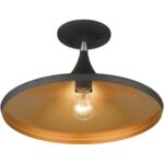 41189-04 1 Light Black Semi-Flush with Brushed Nickel Finish Accents-Lighting LumensSemi Flush