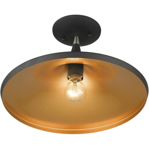 41189-04 1 Light Black Semi-Flush with Brushed Nickel Finish Accents-Lighting LumensSemi Flush