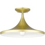 41189-33 1 Light Soft Gold Semi-Flush with Polished Brass Finish Accents-Lighting LumensSemi Flush