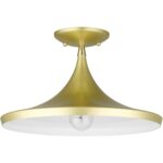 41189-33 1 Light Soft Gold Semi-Flush with Polished Brass Finish Accents-Lighting LumensSemi Flush