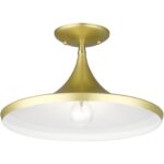 41189-33 1 Light Soft Gold Semi-Flush with Polished Brass Finish Accents-Lighting LumensSemi Flush