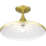 41189-33 1 Light Soft Gold Semi-Flush with Polished Brass Finish Accents-Lighting LumensSemi Flush