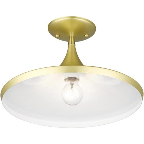 41189-33 1 Light Soft Gold Semi-Flush with Polished Brass Finish Accents-Lighting LumensSemi Flush