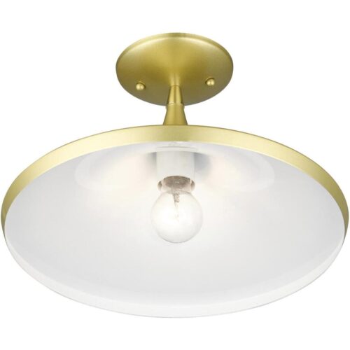 41189-33 1 Light Soft Gold Semi-Flush with Polished Brass Finish Accents-Lighting LumensSemi Flush