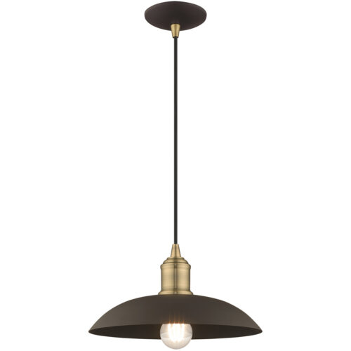 1 Light Bronze Mini Pendant with Bronze Metal Shade with Same Finish Inside Shade-Lighting LumensPendant Lights