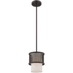 1 Light Bronze Mini Pendant with Bronze Stainless Steel Mesh Shade Shade-Lighting LumensPendant Lights