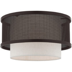 1 Light Bronze Ceiling Light fixture with Bronze Stainless Steel Mesh Shade-Lighting LumensFlush Mount Ceiling Lights