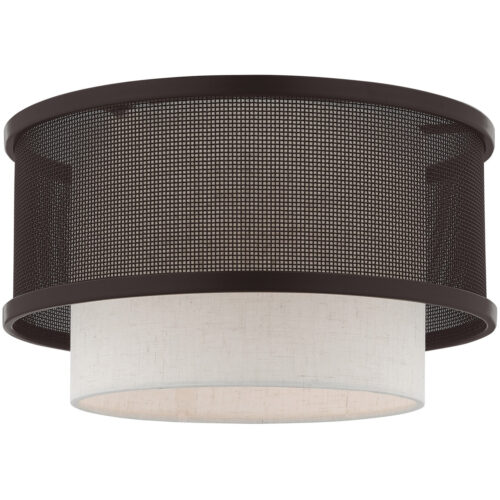 1 Light Bronze Ceiling Light fixture with Bronze Stainless Steel Mesh Shade-Lighting LumensFlush Mount Ceiling Lights