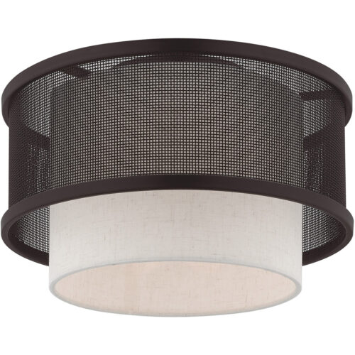 1 Light Bronze Ceiling Light fixture with Bronze Stainless Steel Mesh Shade-Lighting LumensFlush Mount Ceiling Lights