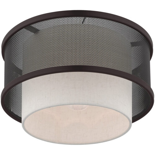 1 Light Bronze Ceiling Light fixture with Bronze Stainless Steel Mesh Shade-Lighting LumensFlush Mount Ceiling Lights