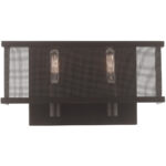 13 inch 2 Light Bronze ADA Wall Sconce with Bronze Stainless Steel Mesh Shade Shade-Lighting LumensWall Sconces