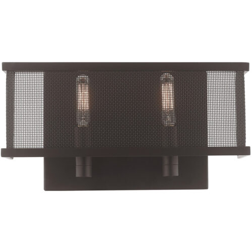 13 inch 2 Light Bronze ADA Wall Sconce with Bronze Stainless Steel Mesh Shade Shade-Lighting LumensWall Sconces