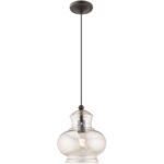 1 Light English Bronze Mini Pendant with Champagne Glass Shade-Lighting LumensPendant Lights