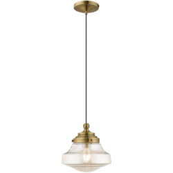 1 Light Antique Brass Mini Pendant with Champagne Glass Shade-Lighting LumensPendant Lights