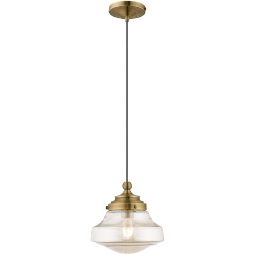 1 Light Antique Brass Mini Pendant with Champagne Glass Shade-Lighting LumensPendant Lights