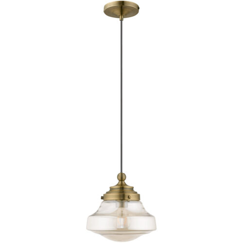 1 Light Antique Brass Mini Pendant with Champagne Glass Shade-Lighting LumensPendant Lights