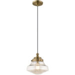 1 Light Antique Brass Mini Pendant with Champagne Glass Shade-Lighting LumensPendant Lights