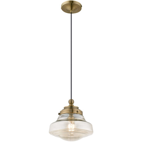 1 Light Antique Brass Mini Pendant with Champagne Glass Shade-Lighting LumensPendant Lights