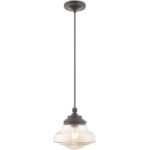 1 Light English Bronze Mini Pendant with Champagne Glass Shade-Lighting LumensPendant Lights