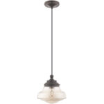 1 Light English Bronze Mini Pendant with Champagne Glass Shade-Lighting LumensPendant Lights