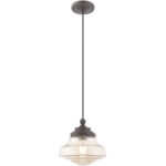 1 Light English Bronze Mini Pendant with Champagne Glass Shade-Lighting LumensPendant Lights