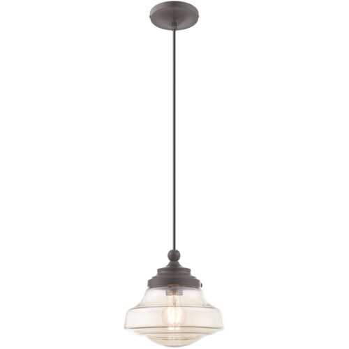 1 Light English Bronze Mini Pendant with Champagne Glass Shade-Lighting LumensPendant Lights