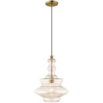 1 Light Antique Brass Mini Pendant with Champagne Glass Shade-Lighting LumensPendant Lights