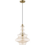 1 Light Antique Brass Mini Pendant with Champagne Glass Shade-Lighting LumensPendant Lights