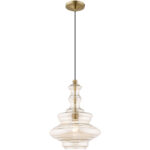 1 Light Antique Brass Mini Pendant with Champagne Glass Shade-Lighting LumensPendant Lights