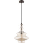 1 Light English Bronze Mini Pendant with Champagne Glass Shade-Lighting LumensPendant Lights