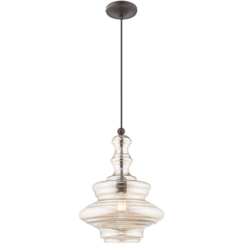 1 Light English Bronze Mini Pendant with Champagne Glass Shade-Lighting LumensPendant Lights