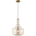 1 Light Antique Brass Mini Pendant with Champagne Glass Shade-Lighting LumensPendant Lights