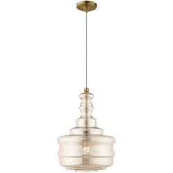 1 Light Antique Brass Mini Pendant with Champagne Glass Shade-Lighting LumensPendant Lights