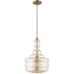 1 Light Antique Brass Mini Pendant with Champagne Glass Shade-Lighting LumensPendant Lights