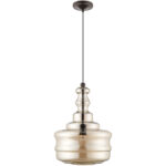 1 Light English Bronze Mini Pendant with Champagne Glass Shade-Lighting LumensPendant Lights