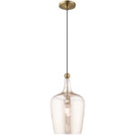 1 Light Antique Brass Mini Pendant with Champagne Glass Shade-Lighting LumensPendant Lights