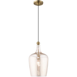 1 Light Antique Brass Mini Pendant with Champagne Glass Shade-Lighting LumensPendant Lights