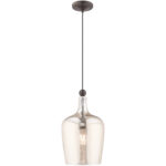 1 Light English Bronze Mini Pendant with Champagne Glass Shade-Lighting LumensPendant Lights