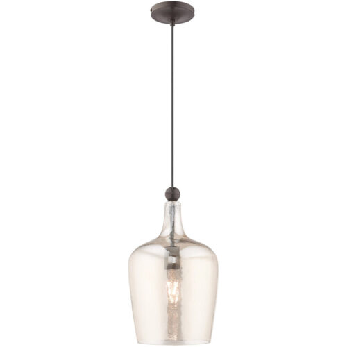 1 Light English Bronze Mini Pendant with Champagne Glass Shade-Lighting LumensPendant Lights