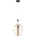 1 Light English Bronze Mini Pendant with Champagne Glass Shade-Lighting LumensPendant Lights