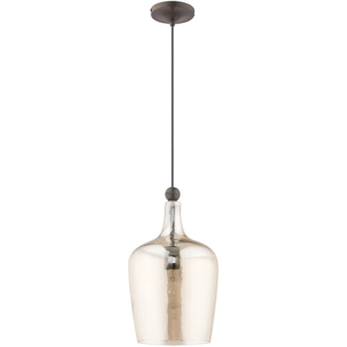 1 Light English Bronze Mini Pendant with Champagne Glass Shade-Lighting LumensPendant Lights