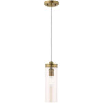 1 Light Antique Brass Mini Pendant with Champagne Glass Shade-Lighting LumensPendant Lights