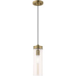 1 Light Antique Brass Mini Pendant with Champagne Glass Shade-Lighting LumensPendant Lights