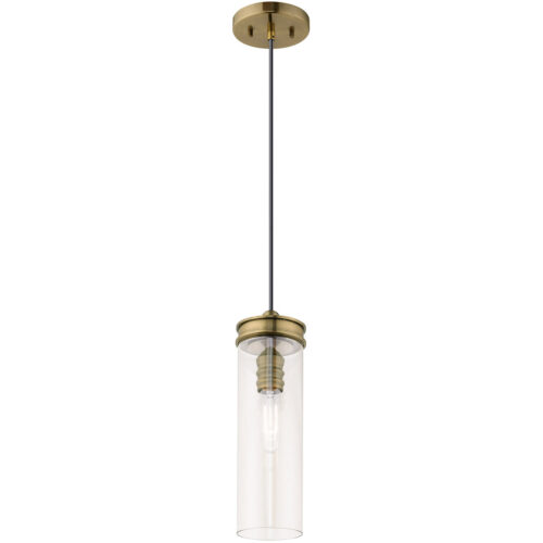 1 Light Antique Brass Mini Pendant with Champagne Glass Shade-Lighting LumensPendant Lights