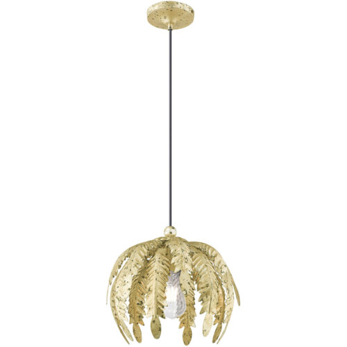 1 Light Winter Gold Mini Pendant with Acanthus Shaped Winter Gold Metal Shade Shade-Lighting LumensPendant Lights