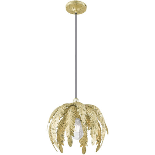 1 Light Winter Gold Mini Pendant with Acanthus Shaped Winter Gold Metal Shade Shade-Lighting LumensPendant Lights