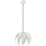 1 Light Antique White Mini Pendant with Acanthus Shaped Antique White Metal Shade Shade-Lighting LumensPendant Lights