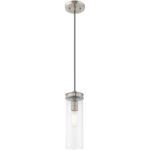 1 Light Brushed Nickel Mini Pendant with Clear Glass Shade-Lighting LumensPendant Lights