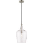 1 Light Brushed Nickel Mini Pendant with Clear Glass Shade-Lighting LumensPendant Lights