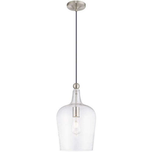 1 Light Brushed Nickel Mini Pendant with Clear Glass Shade-Lighting LumensPendant Lights